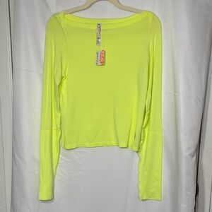FP Movement Up Next Long Sleeve Neon Yellow Top M L NWT